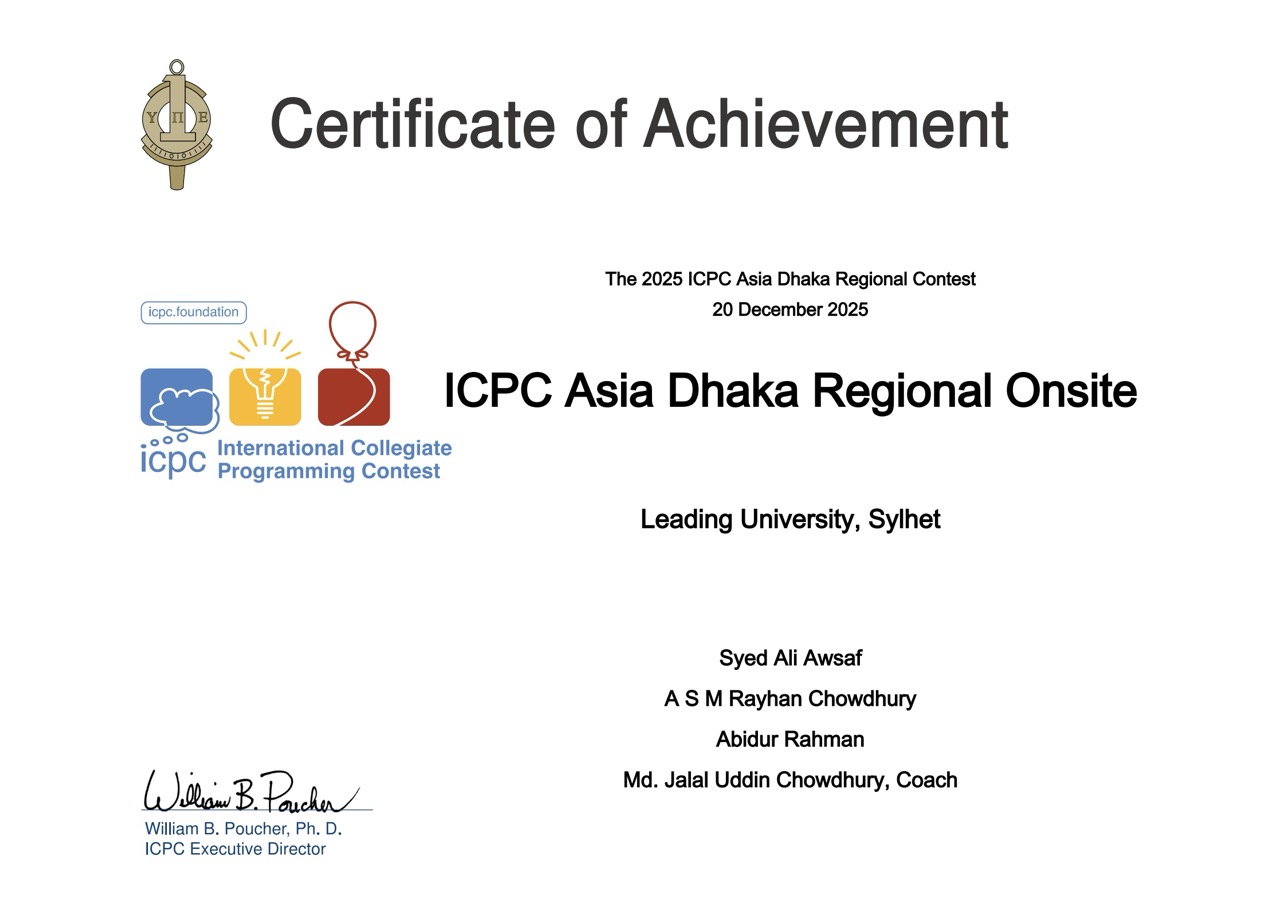 ICPC 2025 Certificate